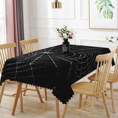 Lofaris Black Spider Web Halloween Rectangle Tablecloth