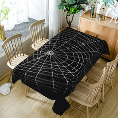 Lofaris Black Spider Web Halloween Rectangle Tablecloth