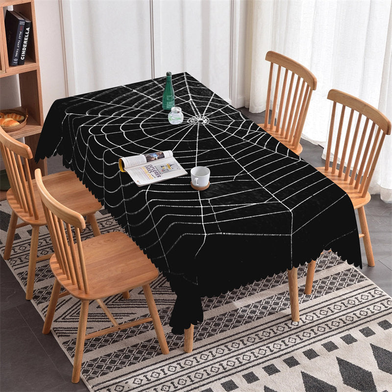 Lofaris Black Spider Web Halloween Rectangle Tablecloth