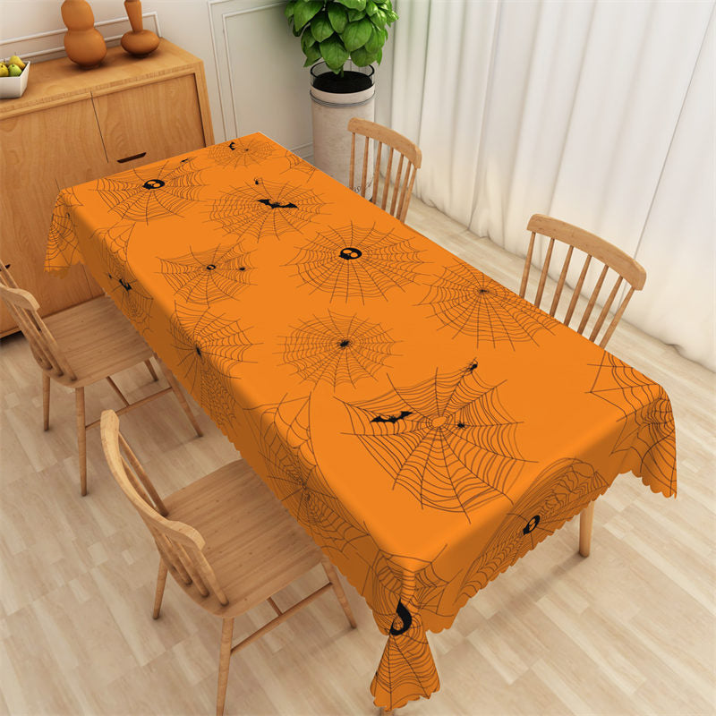 Lofaris Black Spider Web Orange Halloween Party Tablecloth