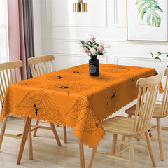 Lofaris Black Spider Web Orange Halloween Party Tablecloth