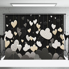 Lofaris Black Spot Cloud And Heart Valentines Day Backdrop