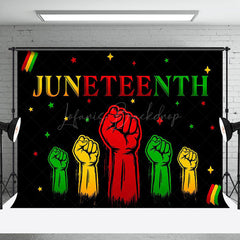 Lofaris Black Stars Fist Happy Juneteenth Party Backdrop