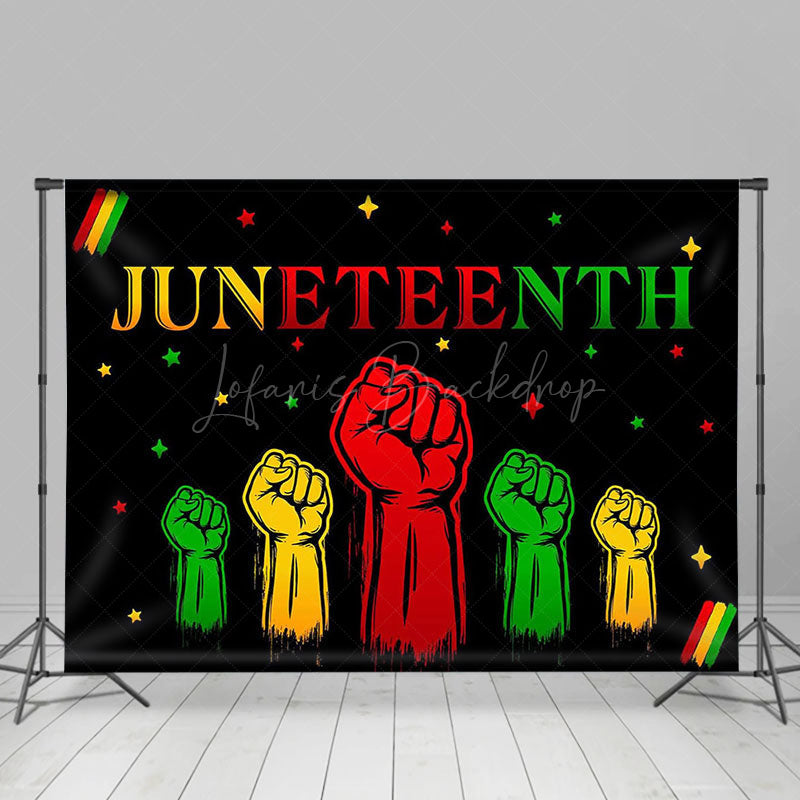 Lofaris Black Stars Fist Happy Juneteenth Party Backdrop