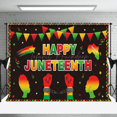 Lofaris Black Stars Freedom Happy Juneteenth Party Backdrop