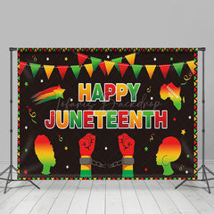 Lofaris Black Stars Freedom Happy Juneteenth Party Backdrop