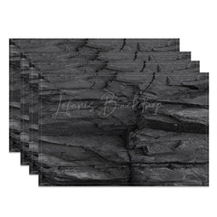 Lofaris Black Stone Marble Texture Fabric Set Of 4 Placemats