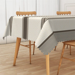 Lofaris Black Stripes White Modern Rectangle Tablecloth