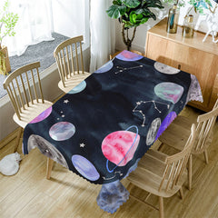 Lofaris Black Universe Planet Star Sign Rectangle Tablecloth