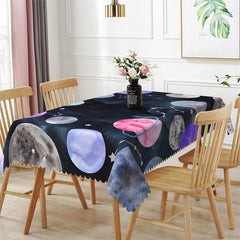 Lofaris Black Universe Planet Star Sign Rectangle Tablecloth