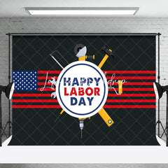 Lofaris Black Usa Flag Repair Tools Happy Labor Day Backdrop