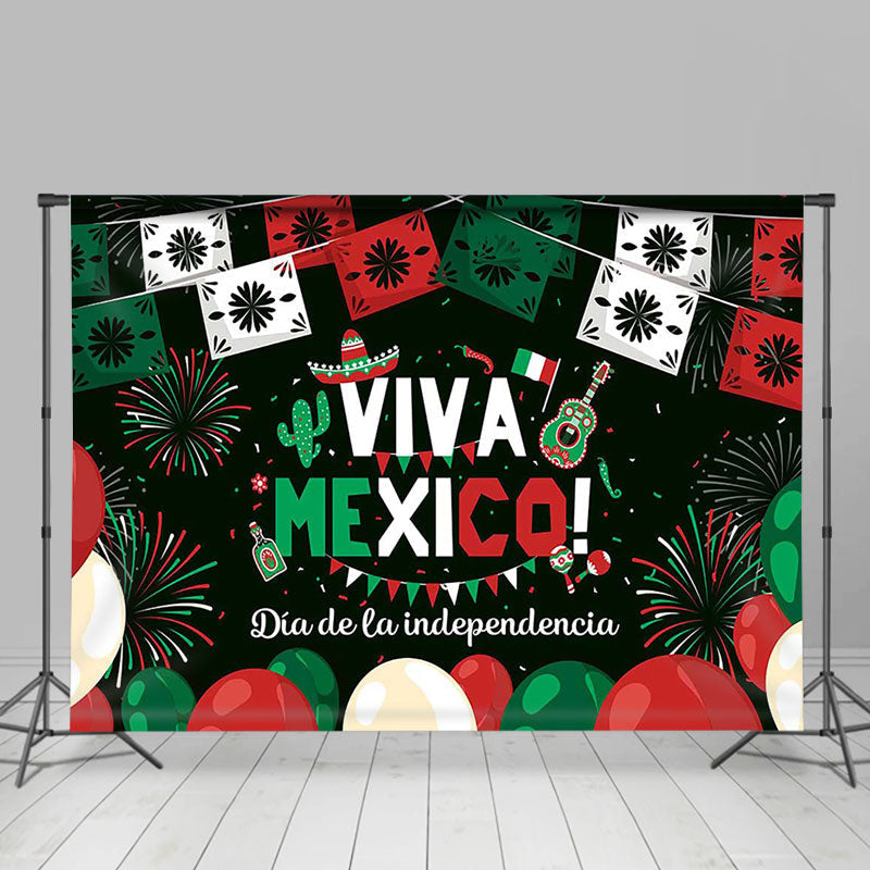 Lofaris Black Viva Mexico Dia De La Independencia Backdrop