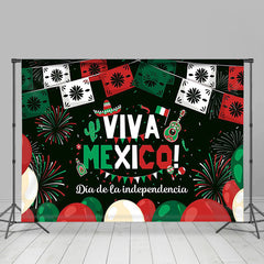 Lofaris Black Viva Mexico Dia De La Independencia Backdrop