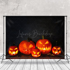 Lofaris Black Wall Pumpkin Lantern Wooden Floor Backdrop