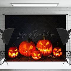 Lofaris Black Wall Pumpkin Lantern Wooden Floor Backdrop