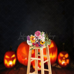 Lofaris Black Wall Pumpkin Lantern Wooden Floor Backdrop