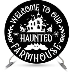 Lofaris Black Welcome To Farmhouse Round Halloween Backdrop