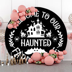 Lofaris Black Welcome To Farmhouse Round Halloween Backdrop