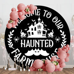 Lofaris Black Welcome To Farmhouse Round Halloween Backdrop