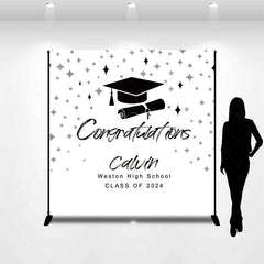 Lofaris Black White Bachelor Cap Custom Graduation Backdrop