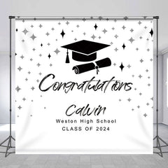 Lofaris Black White Bachelor Cap Custom Graduation Backdrop