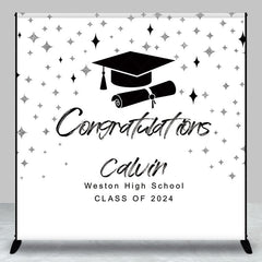 Lofaris Black White Bachelor Cap Custom Graduation Backdrop