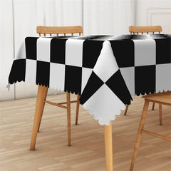 Lofaris Black White Checkered Chessboard Rectangle Tablecloth