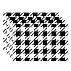 Lofaris Black White Checkred Plaid Lines Set Of 4 Placemats