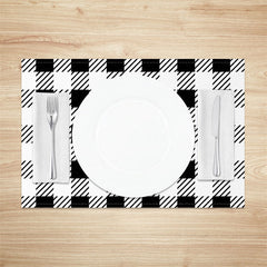 Lofaris Black White Checkred Plaid Lines Set Of 4 Placemats