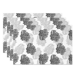 Lofaris Black White Corals Modern Dining Set Of 4 Placemats