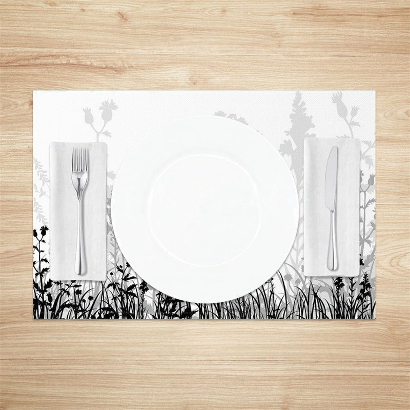 Lofaris Black White Flowers Simple Dining Set Of 4 Placemats