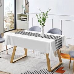 Lofaris Black White Gingham Modern Indoor Rectangle Tablecloth