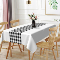 Lofaris Black White Gingham Modern Indoor Rectangle Tablecloth