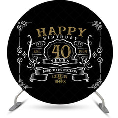 Lofaris Black White Gold Legend Round 40th Birthday Backdrop