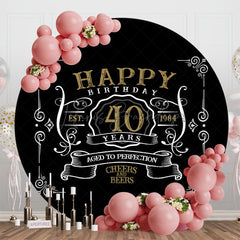 Lofaris Black White Gold Legend Round 40th Birthday Backdrop