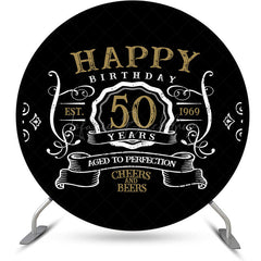 Lofaris Black White Gold Legend Round 50th Birthday Backdrop