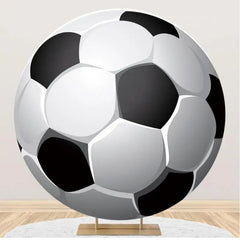 Lofaris Black White Lifelike Football Circle Party Backdrop