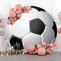 Lofaris Black White Lifelike Football Circle Party Backdrop