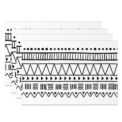 Lofaris Black White Lines Dots Pattern Set Of 4 Placemats