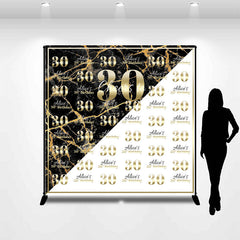 Lofaris Black White Marble Personalized 30th Birthday Backdrop