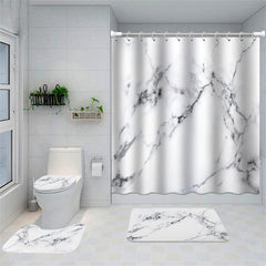 Lofaris Black White Marble Texture Bathtub Shower Curtain