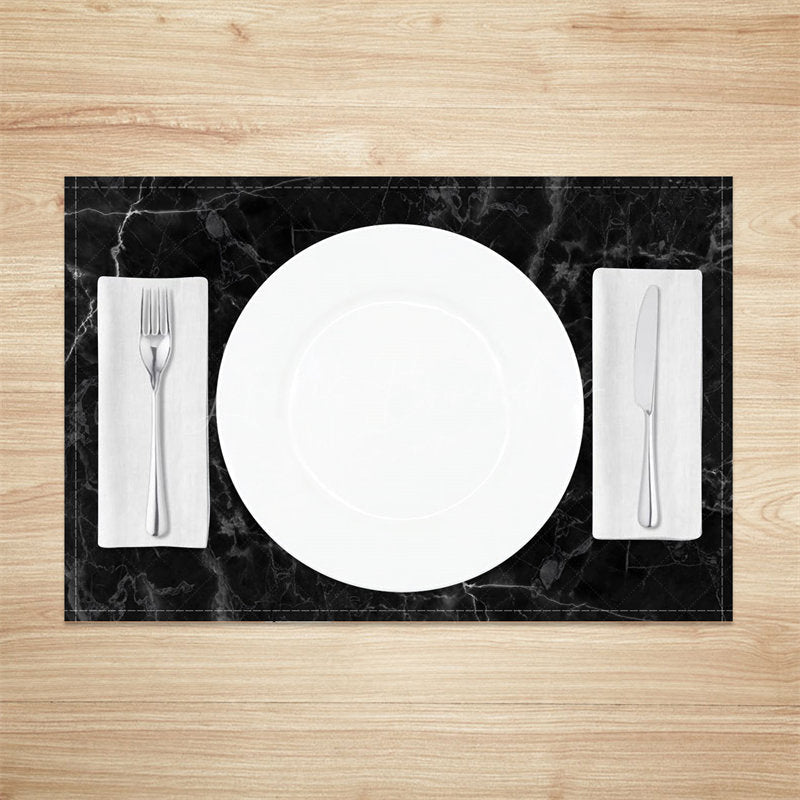 Lofaris Black White Marble Texture Modern Set Of 4 Placemats