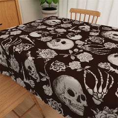 Lofaris Black White Mexican Skull Head Floral Tablecloth