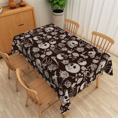 Lofaris Black White Mexican Skull Head Floral Tablecloth