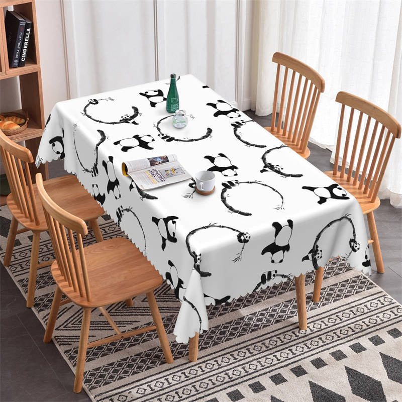 Lofaris Black White Pandas Simple Tablecloth For Home Decor