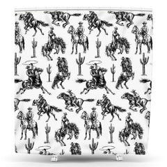 Lofaris Black White Parade Medieval Horses Shower Curtain