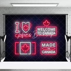 Lofaris Black White Pink Neon Welcome To Canada Backdrop