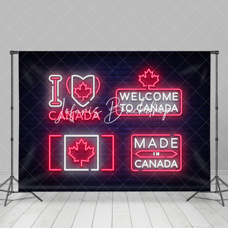 Lofaris Black White Pink Neon Welcome To Canada Backdrop