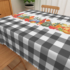 Lofaris Black White Plaid Autumn Plants Party Tablecloth