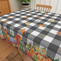 Lofaris Black White Plaid Marple Leaves Pumpkin Tablecloth